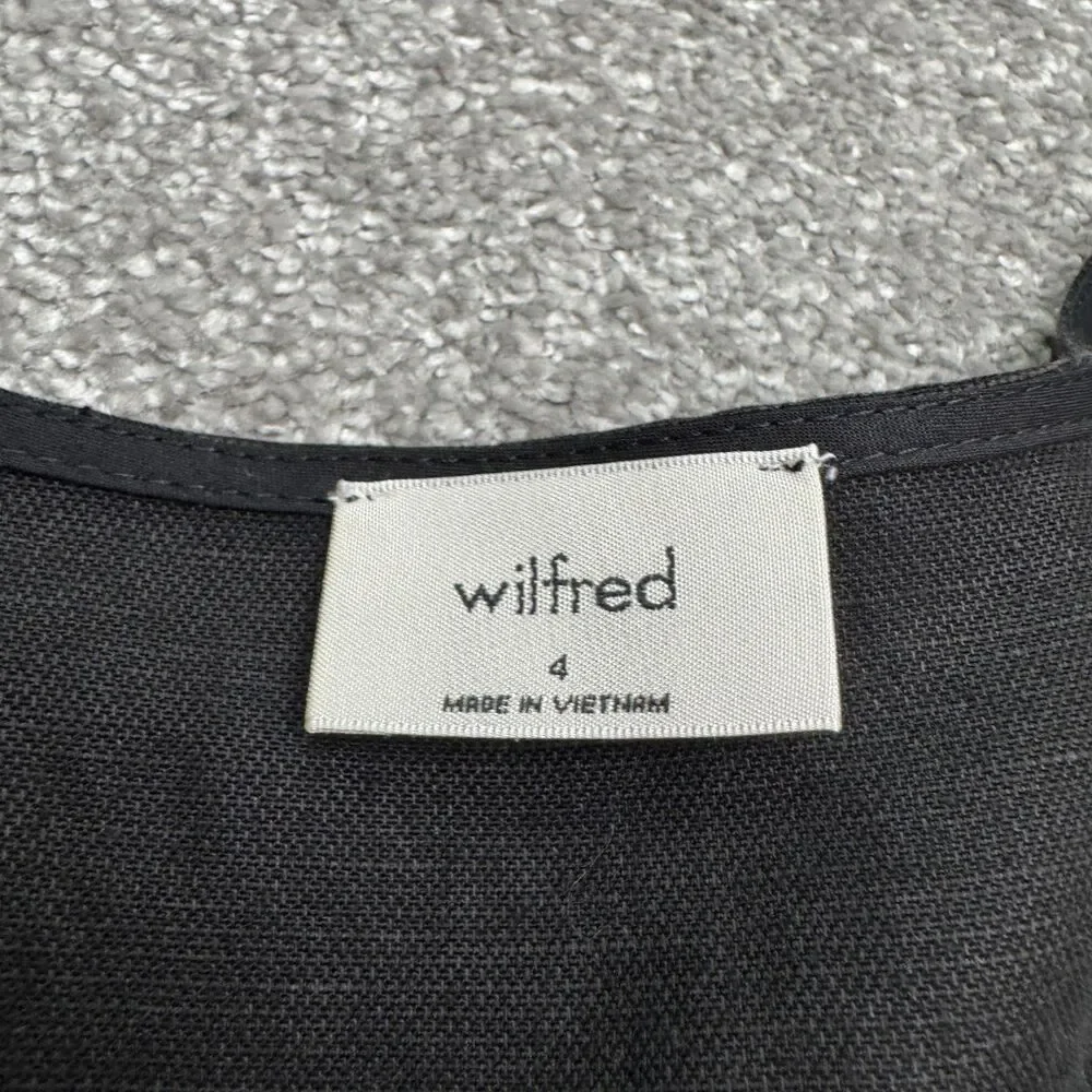 Aritzia Wilfred Brax Linen Blend Wide Leg Jumpsuit womens 4 Black Tie Waist NWD